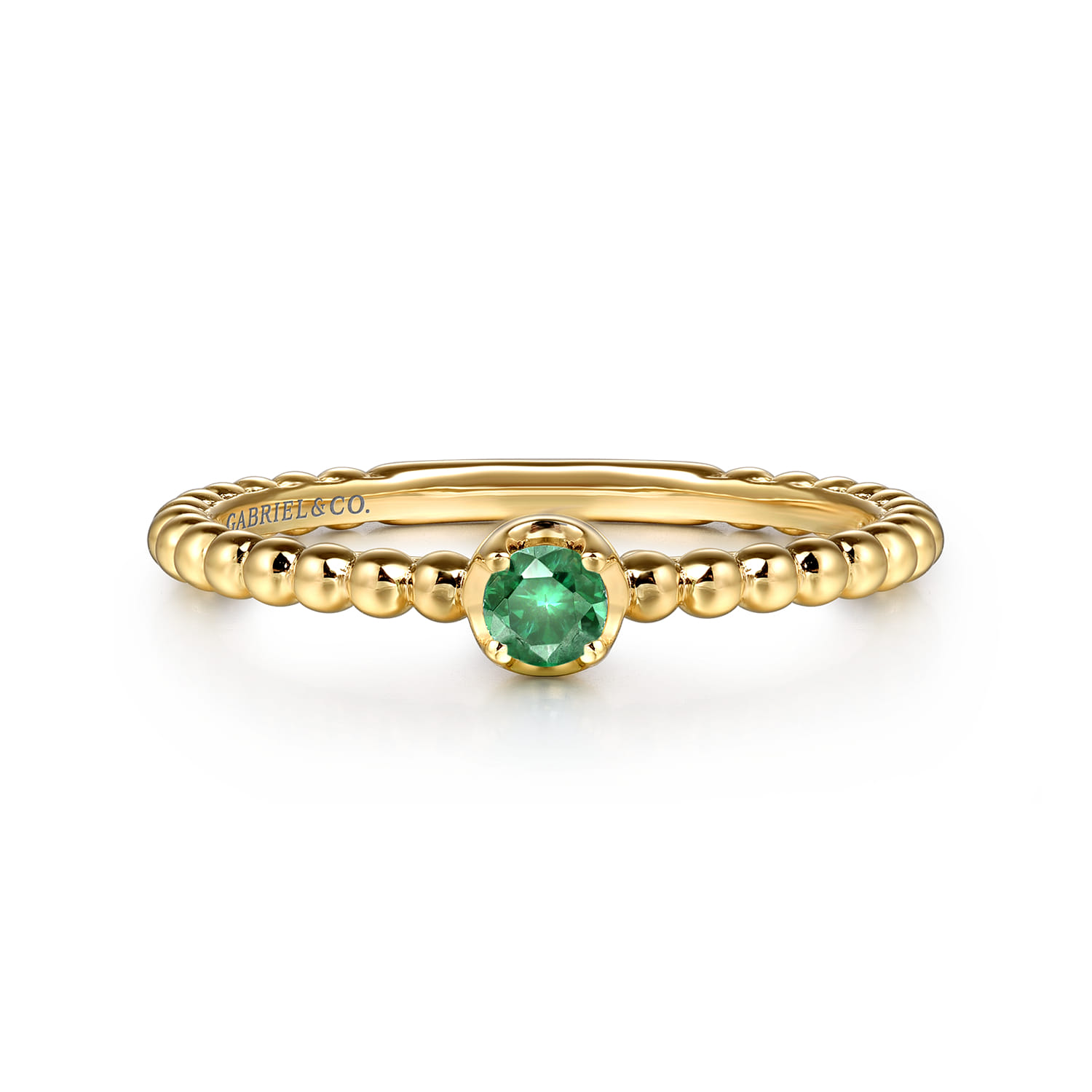Promise Ring - 14K Yellow Gold Emerald Stackable Promise Ring - Shot 1