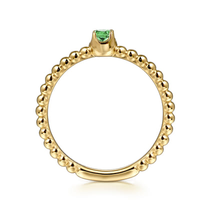 Promise Ring - 14K Yellow Gold Emerald Stackable Promise Ring