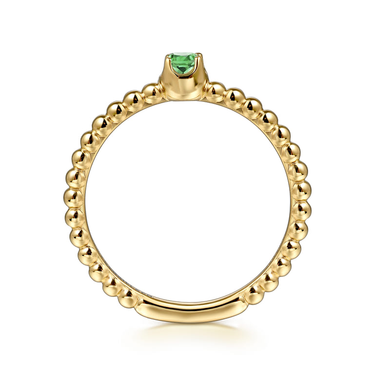 Promise Ring - 14K Yellow Gold Emerald Stackable Promise Ring - Shot 2