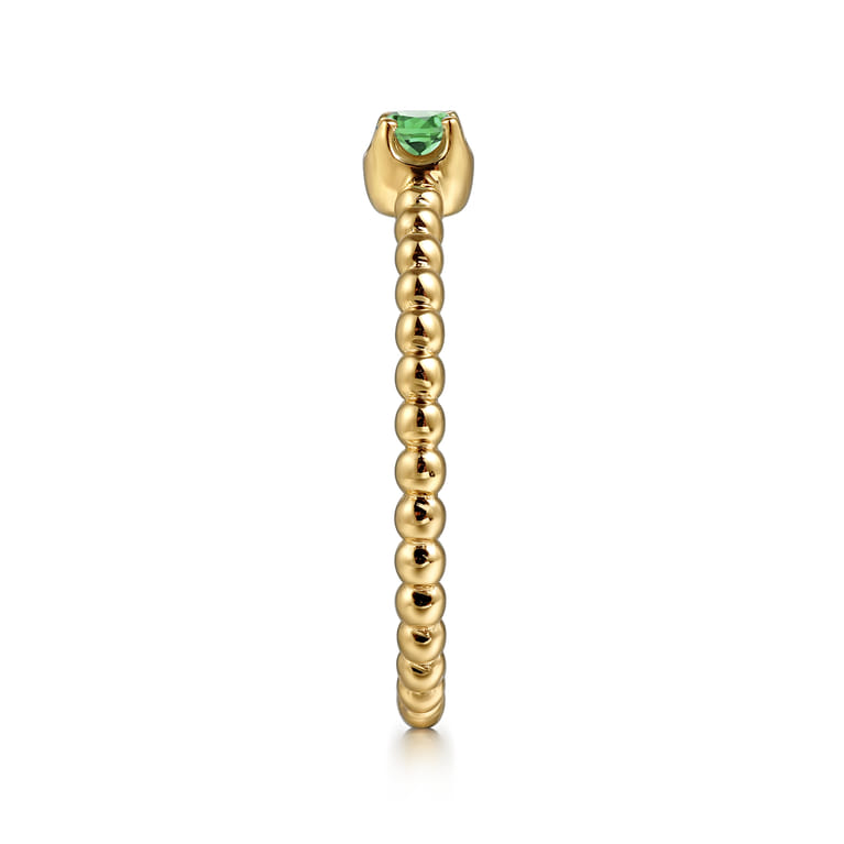 Promise Ring - 14K Yellow Gold Emerald Stackable Promise Ring - Shot 4