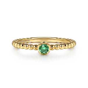 Promise Ring - 14K Yellow Gold Emerald Stackable Ring