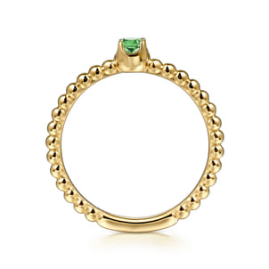 Promise Ring - 14K Yellow Gold Emerald Stackable Ring