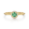 Promise Ring - 14K Yellow Gold Emerald and Diamond Halo Promise Ring - 0.06 ct