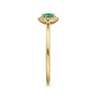 Promise Ring - 14K Yellow Gold Emerald and Diamond Halo Promise Ring - 0.06 ct