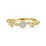 Promise Ring - 14K Yellow Gold Floral Diamond Stackable Promise Ring - 0.1 ct
