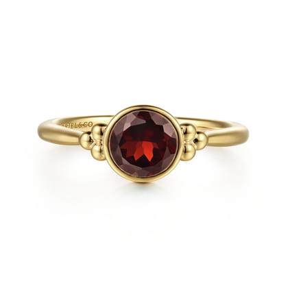Promise Ring - 14K Yellow Gold Garnet Bujukan Ladies' Ring