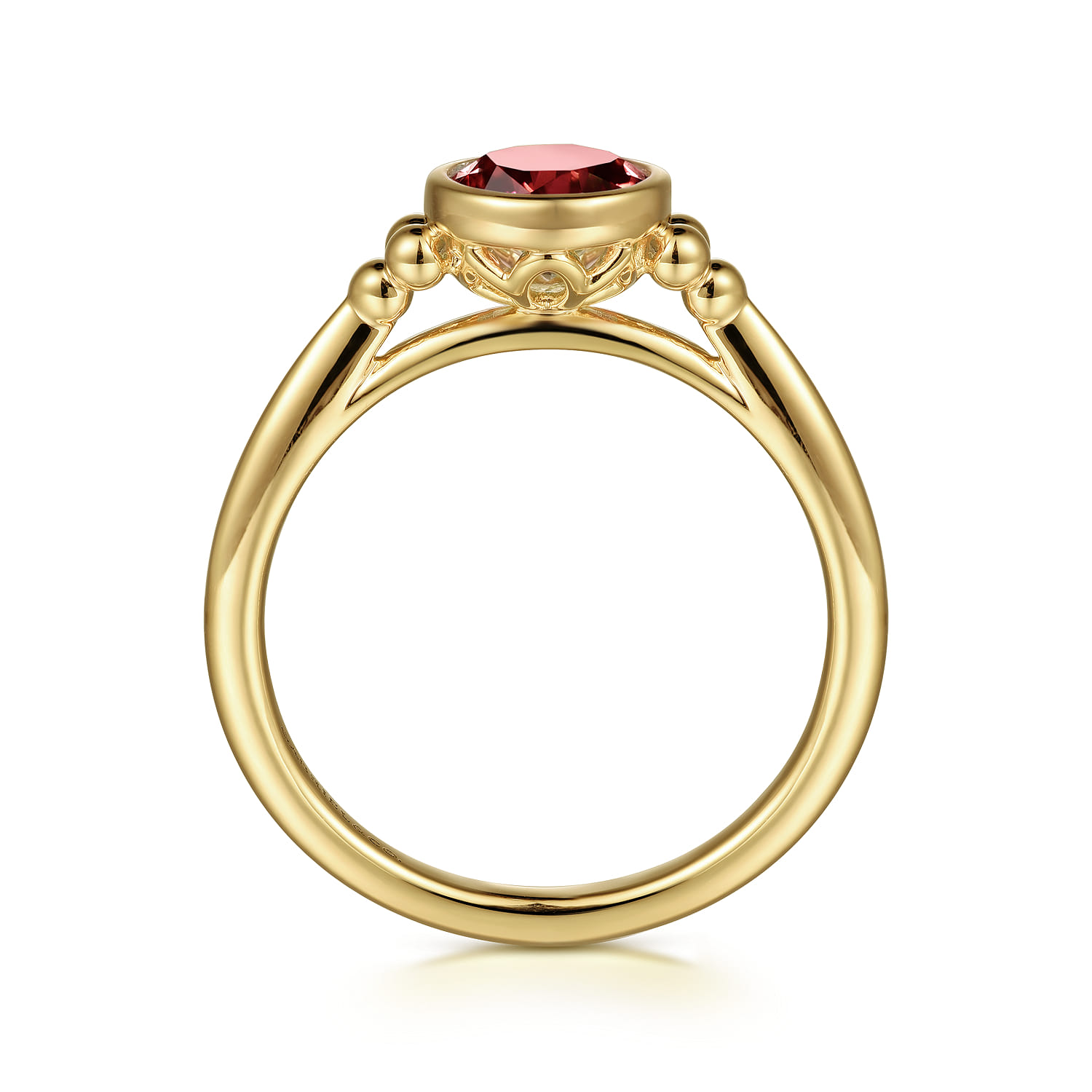 Promise Ring - 14K Yellow Gold Garnet Bujukan Ladies' Ring