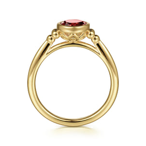 Promise Ring - 14K Yellow Gold Garnet Bujukan Ladies' Ring