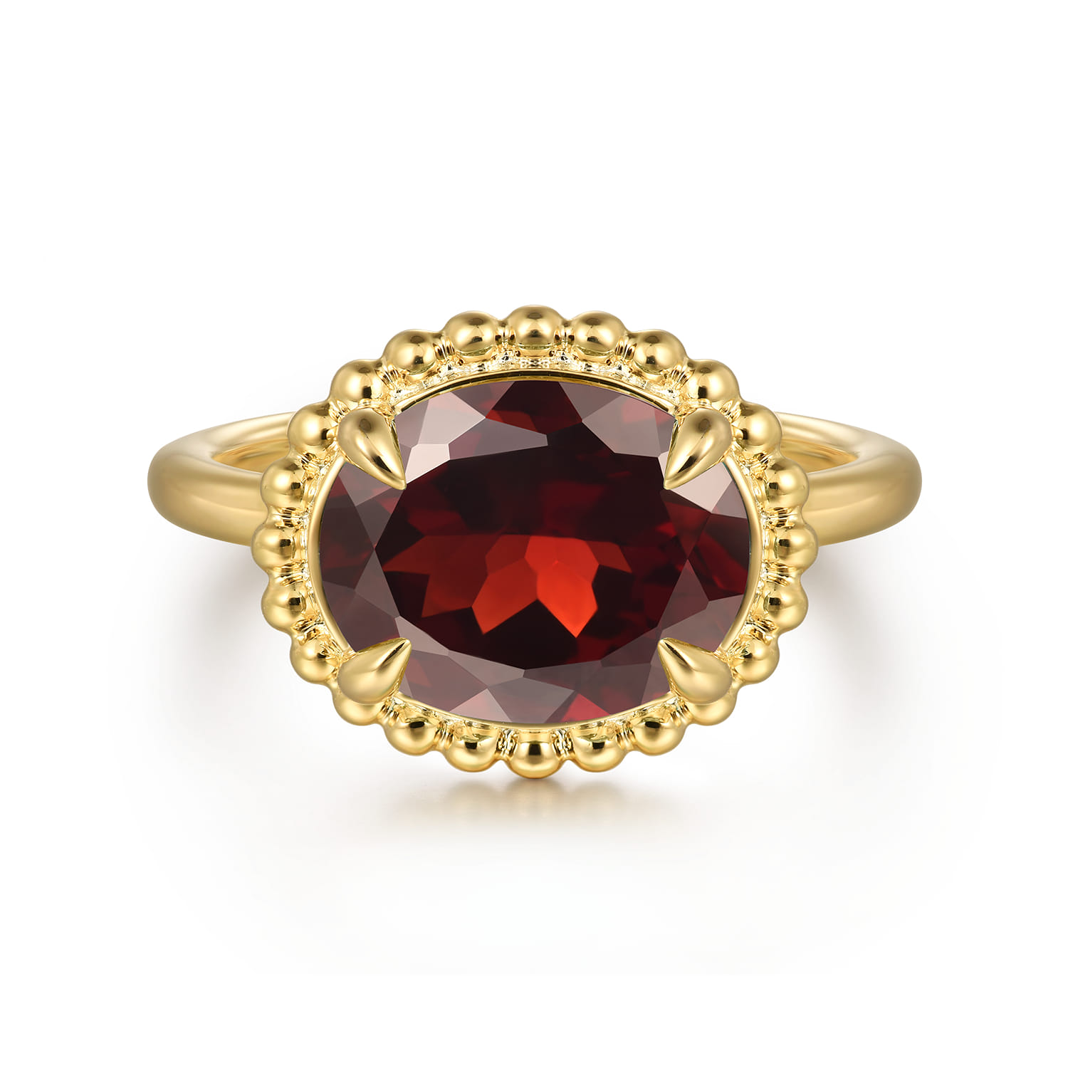 Promise Ring - 14K Yellow Gold Garnet Bujukan Ladies Ring
