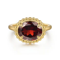 Promise Ring - 14K Yellow Gold Garnet Bujukan Ladies Ring