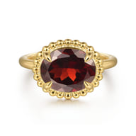 Promise Ring - 14K Yellow Gold Garnet Bujukan Ladies Ring