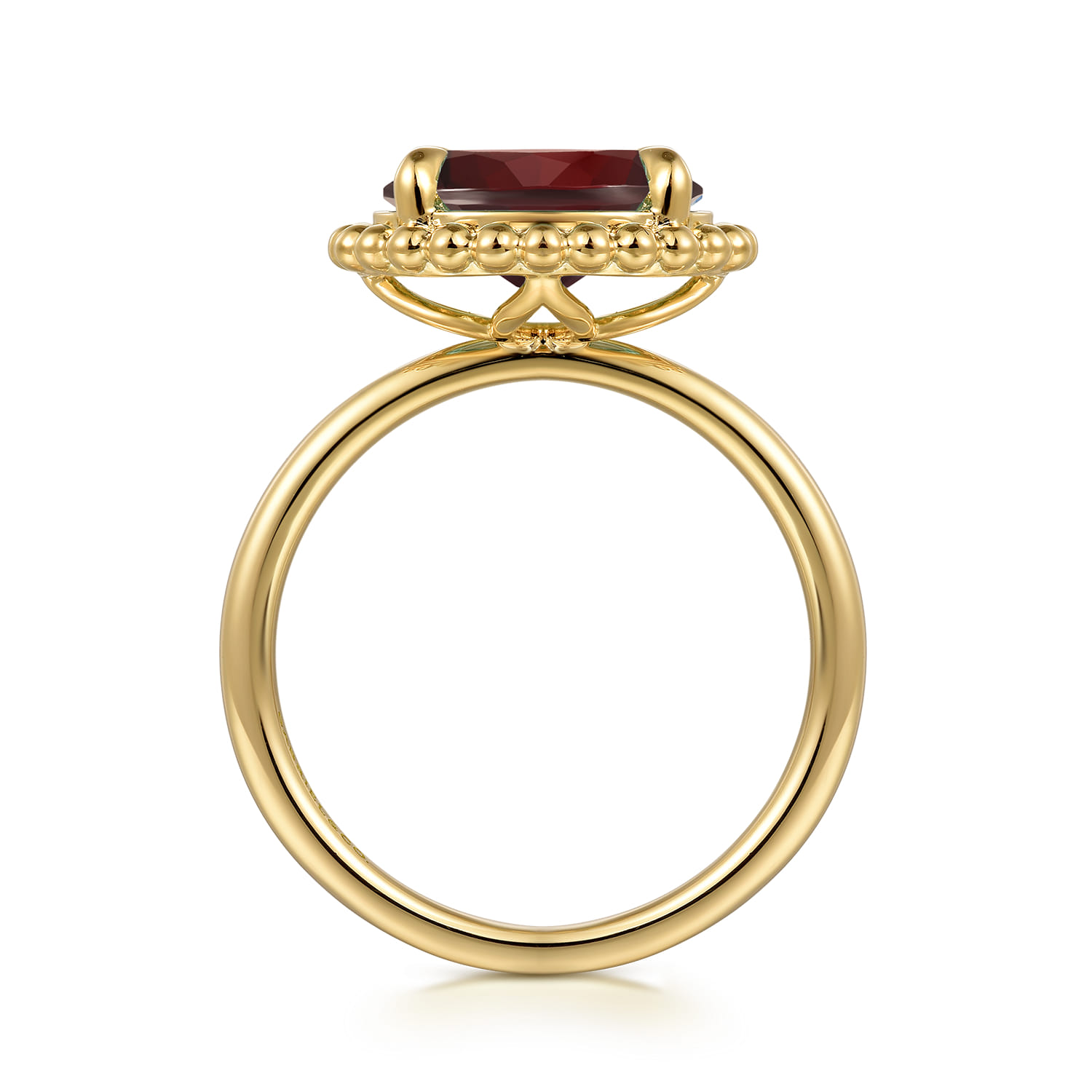 Promise Ring - 14K Yellow Gold Garnet Bujukan Ladies Ring