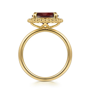 Promise Ring - 14K Yellow Gold Garnet Bujukan Ladies Ring