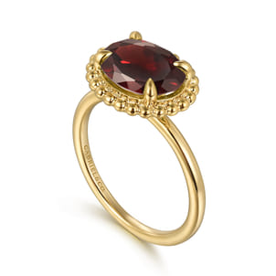 Promise Ring - 14K Yellow Gold Garnet Bujukan Ladies Ring