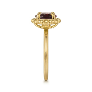 Promise Ring - 14K Yellow Gold Garnet Bujukan Ladies Ring