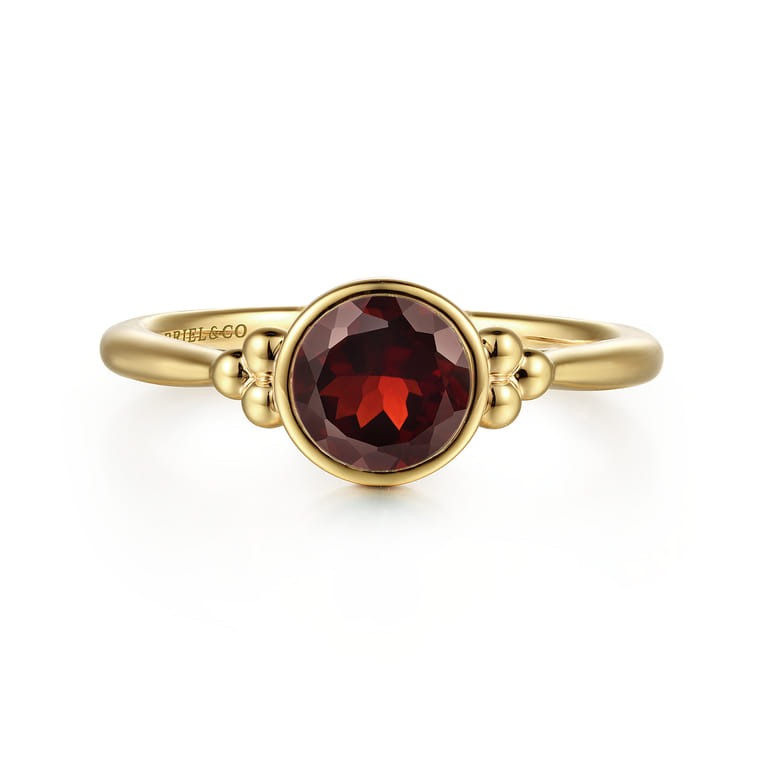 Promise Ring - 14K Yellow Gold Garnet Bujukan Promise Ring - Shot 1