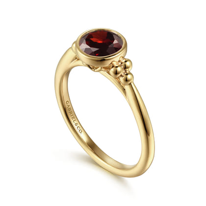 Promise Ring - 14K Yellow Gold Garnet Bujukan Promise Ring
