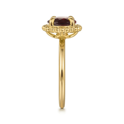 Promise Ring - 14K Yellow Gold Garnet Bujukan Promise Ring