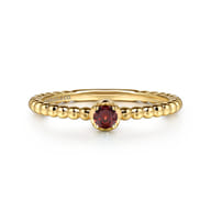 Promise Ring - 14K Yellow Gold Garnet Stackable Promise Ring