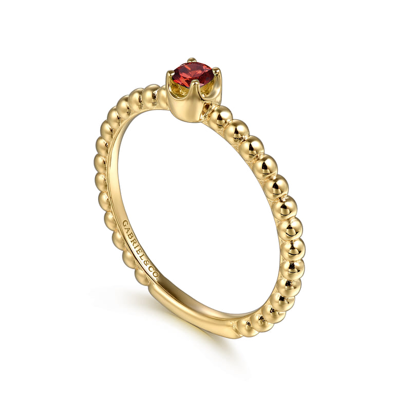 Promise Ring - 14K Yellow Gold Garnet Stackable Promise Ring - Shot 3
