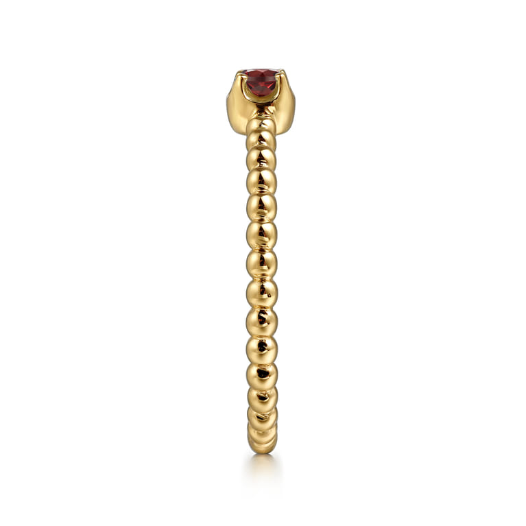 Promise Ring - 14K Yellow Gold Garnet Stackable Promise Ring - Shot 4
