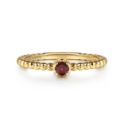 Promise Ring - 14K Yellow Gold Garnet Stackable Ring