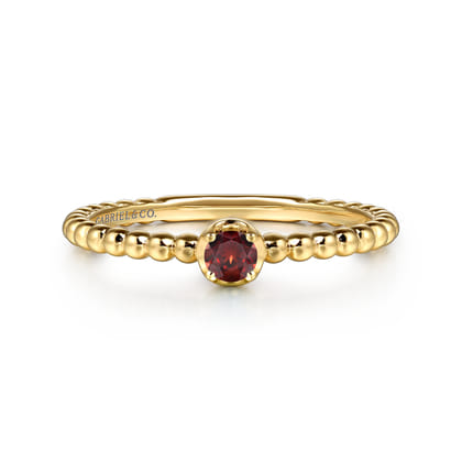 Promise Ring - 14K Yellow Gold Garnet Stackable Ring