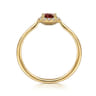 Promise Ring - 14K Yellow Gold Garnet and Diamond Halo Promise Ring - 0.06 ct