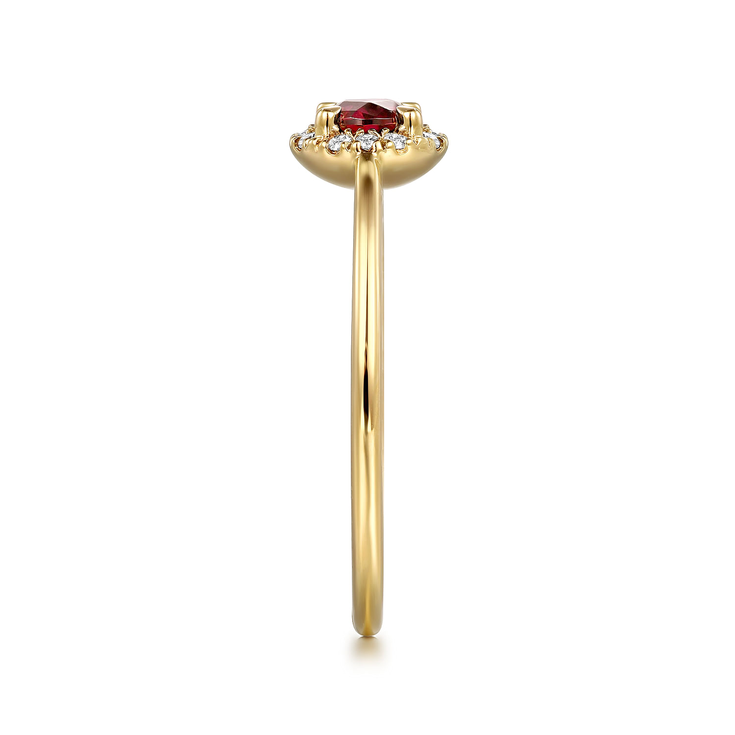 Promise Ring - 14K Yellow Gold Garnet and Diamond Halo Promise Ring