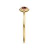 Promise Ring - 14K Yellow Gold Garnet and Diamond Halo Promise Ring - 0.06 ct