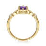 Promise Ring - 14K Yellow Gold Hexagonal Amethyst Diamond Promise Ring - 0.06 ct