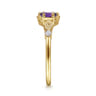 Promise Ring - 14K Yellow Gold Hexagonal Amethyst Diamond Promise Ring - 0.06 ct