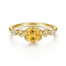 Promise Ring - 14K Yellow Gold Hexagonal Citrine Diamond Promise Ring - 0.06 ct