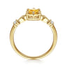 Promise Ring - 14K Yellow Gold Hexagonal Citrine Diamond Promise Ring - 0.06 ct