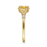 Promise Ring - 14K Yellow Gold Hexagonal Citrine Diamond Promise Ring - 0.06 ct