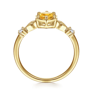 Promise Ring - 14K Yellow Gold Hexagonal Citrine Diamond Ring