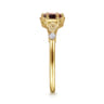 Promise Ring - 14K Yellow Gold Hexagonal Garnet Diamond Promise Ring - 0.06 ct