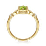 Promise Ring - 14K Yellow Gold Hexagonal Peridot Diamond Promise Ring - 0.06 ct