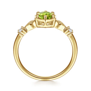 Promise Ring - 14K Yellow Gold Hexagonal Peridot Diamond Ring