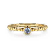 Promise Ring - 14K Yellow Gold Manmade Alexandrite Stackable Promise Ring