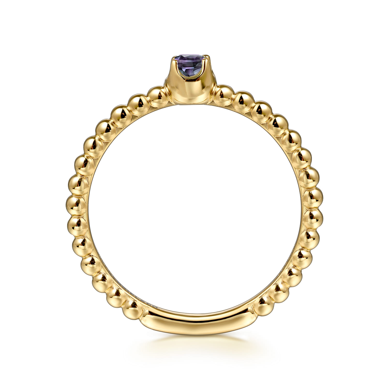 Promise Ring - 14K Yellow Gold Manmade Alexandrite Stackable Promise Ring - Shot 2