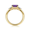 Promise Ring - 14K Yellow Gold Oval Amethyst and Diamond Promise Ring - 0.04 ct
