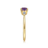 Promise Ring - 14K Yellow Gold Oval Amethyst and Diamond Promise Ring - 0.04 ct