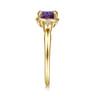 Promise Ring - 14K Yellow Gold Oval Amethyst and Diamond Three Stone Ring - 0.03 ct