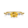 Promise Ring - 14K Yellow Gold Oval Citrine and Diamond Ring - 0.04 ct