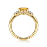 Promise Ring - 14K Yellow Gold Oval Citrine and Diamond Ring - 0.04 ct