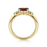 Promise Ring - 14K Yellow Gold Oval Garnet and Diamond Promise Ring - 0.04 ct
