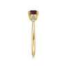 Promise Ring - 14K Yellow Gold Oval Garnet and Diamond Promise Ring - 0.04 ct
