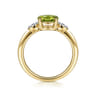 Promise Ring - 14K Yellow Gold Oval Peridot and Diamond Promise Ring - 0.04 ct