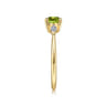 Promise Ring - 14K Yellow Gold Oval Peridot and Diamond Promise Ring - 0.04 ct